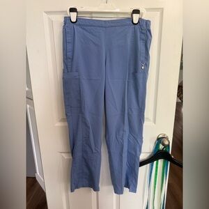 Vera Bradley light Blue nurses scrub pants size petite Large Drawstring Pockets